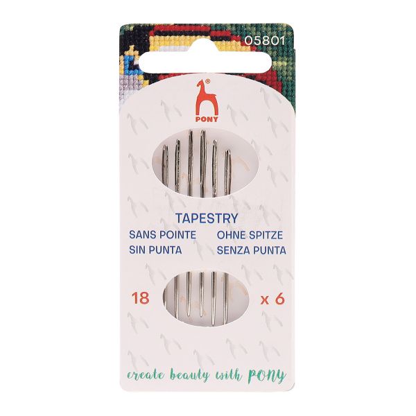 Иглы ручные гобеленовые с серебряным ушком Tapestry №18, 6 шт, PONY, 05801
