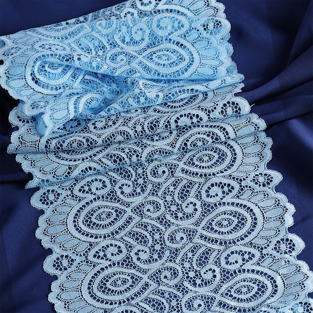 Кружево бельевое эластичное 180 мм / 3 м, TBY.L1351, цв.L3090 голубой, Kruzhevo