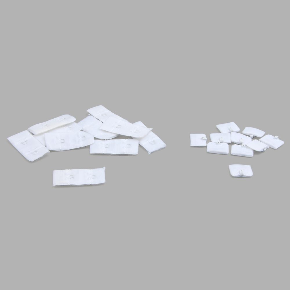 Застежки для бюстгальтера текстильные 1х2, 20 мм, белый, 1К/50, 10 шт