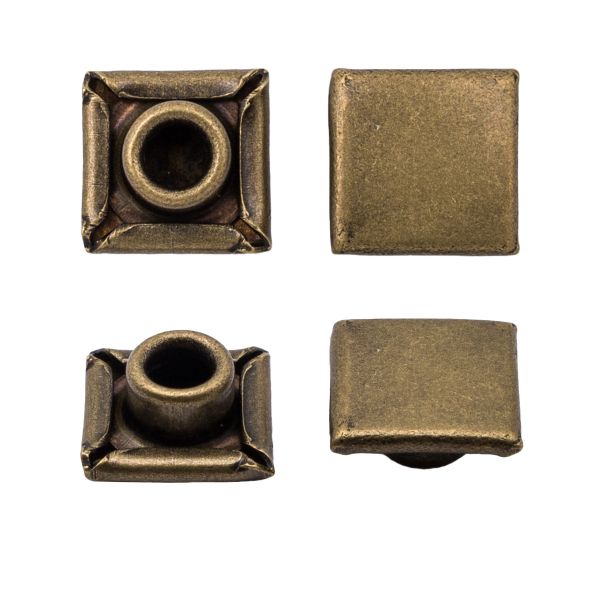 Хольнитены джинсовые ⌀7х7мм Квадрат цв.металл (без гвоздя), латунь BIG, 53445, 50 шт