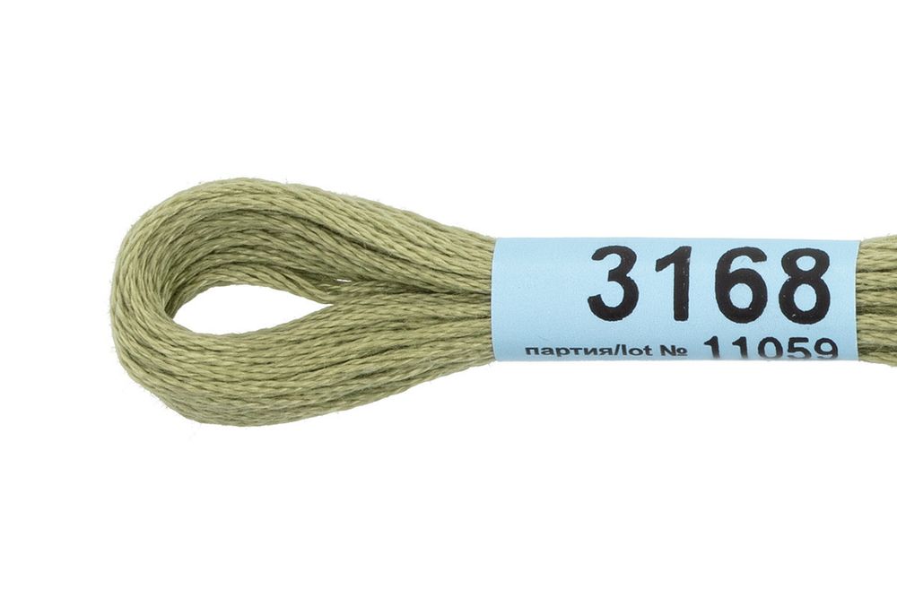 Мулине Gamma 100% хлопок, цв.3168 бл.зеленый, 24 мотка по 8 метров