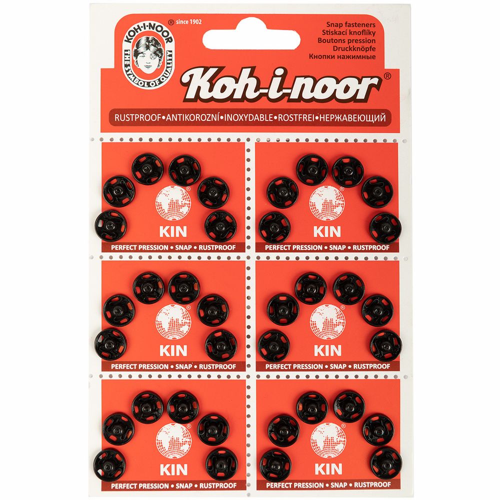 Кнопка пришивная металл ⌀10.0 мм, 6х6 шт, черный, KOH-I-NOOR 10 (KIN1000 №2)
