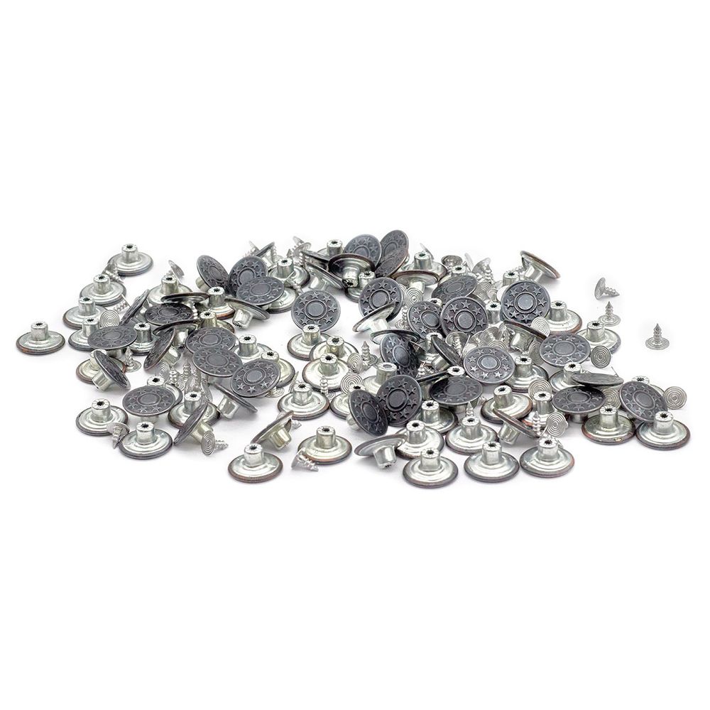 Пуговицы джинсовые ⌀17 мм, фиксированная ножка, сталь, 8 звезд, черный никель, 100 шт, New Star