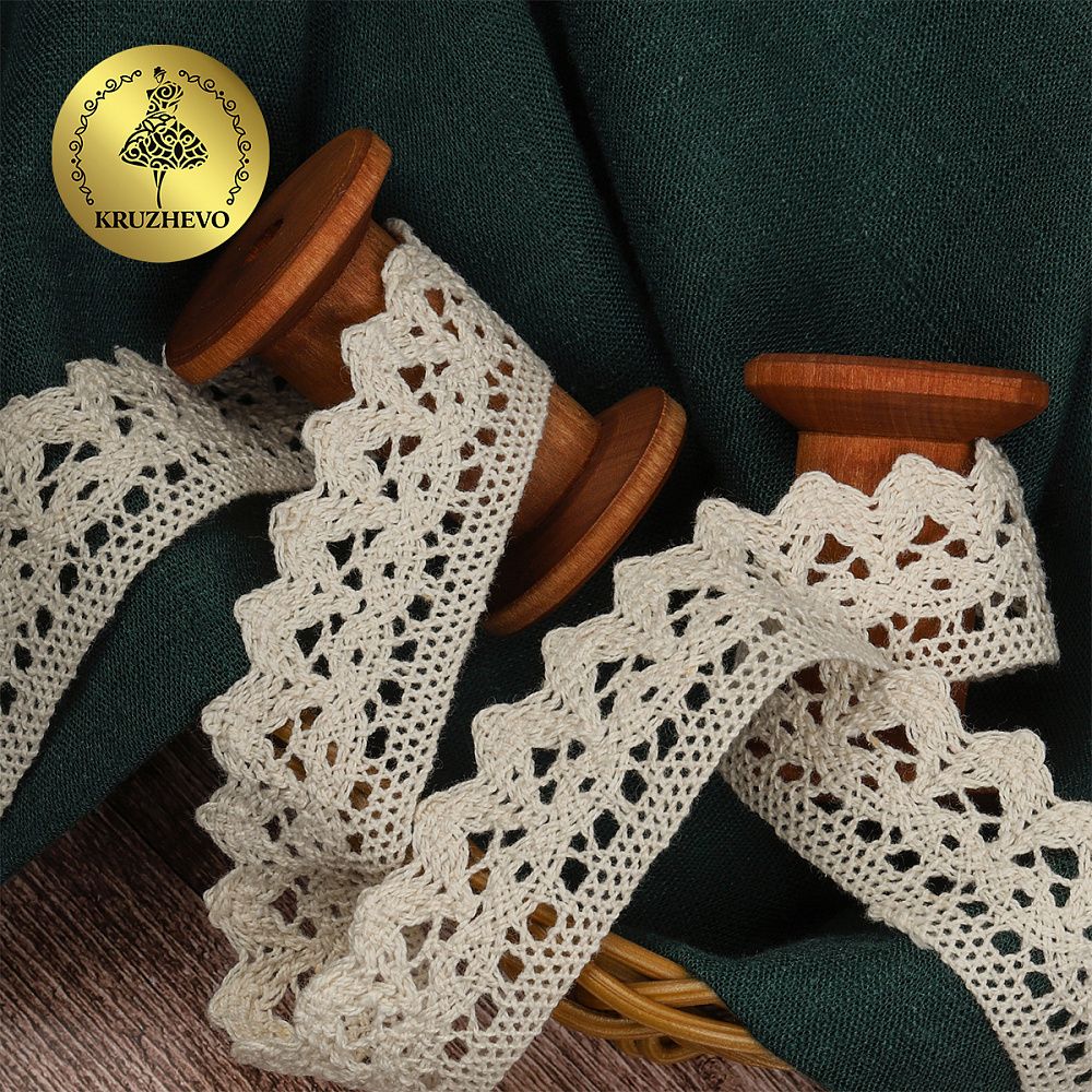Кружево вязаное (тесьма) 30 мм, цв.01 натуральный, уп. 25 м, Kruzhevo