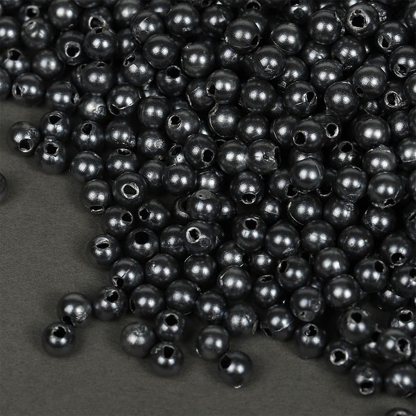 Бусины пластик (перламутр) ⌀4 мм, цв.029 серый, уп.500г (15000 шт), Magic4Hobby