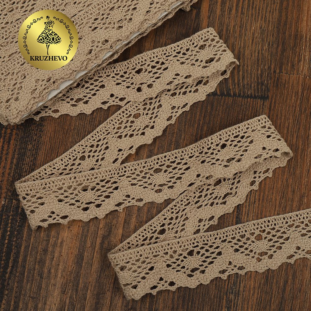 Кружево вязаное (тесьма) 30 мм / 10 метров, цв.36 св.бежевый, Kruzhevo