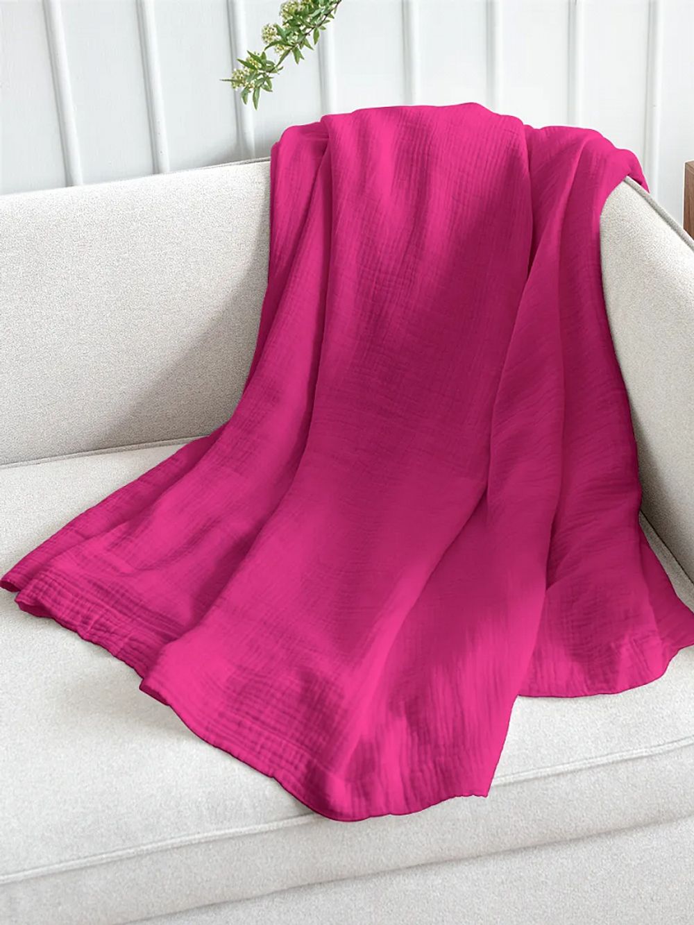 Муслин 125 г/м², 130 см / 2 метра, TBY.Mus.24723.51.2, цв.51 ярко-розовый