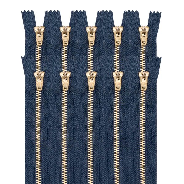 Молния металл джинсовая Т5 (5 мм) 1 зам., н/раз., 18 см, синий, 39121/18-3, 10 шт