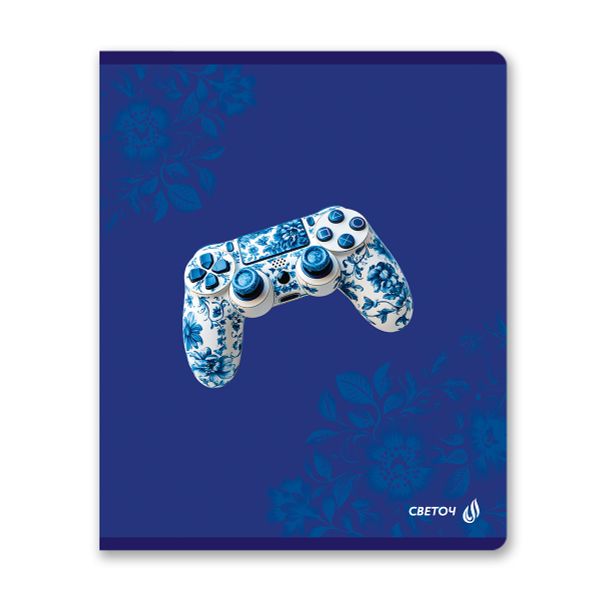 Тетрадь ученическая общая, выборочный лак, A5 96 л. на скобе 65 г/м², белизна 100% 5 шт клетка, 01531 Гжель, Светоч Т80