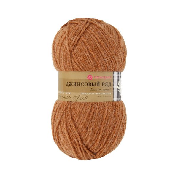 Пряжа Пехорская ПТ Джинсовый ряд объёмный 50% шерсть, 50% акрил, 10 шт, х100 г 250 м, №1163 св.коричневый меланж, Пехорка Джинсовый ряд объёмный