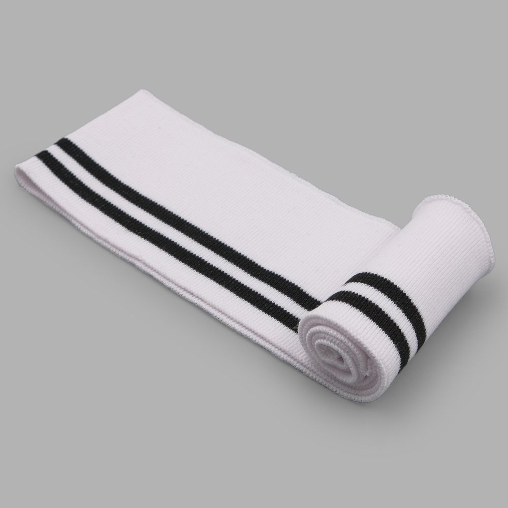 Подвяз (довяз) трикотажный 7.5х80 см, однослойный в полоску, белый/черный