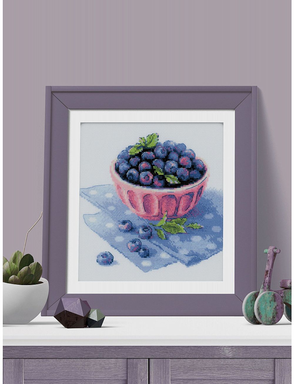 Набор для вышивания нитками Риолис, Голубика садовая 20х20 см