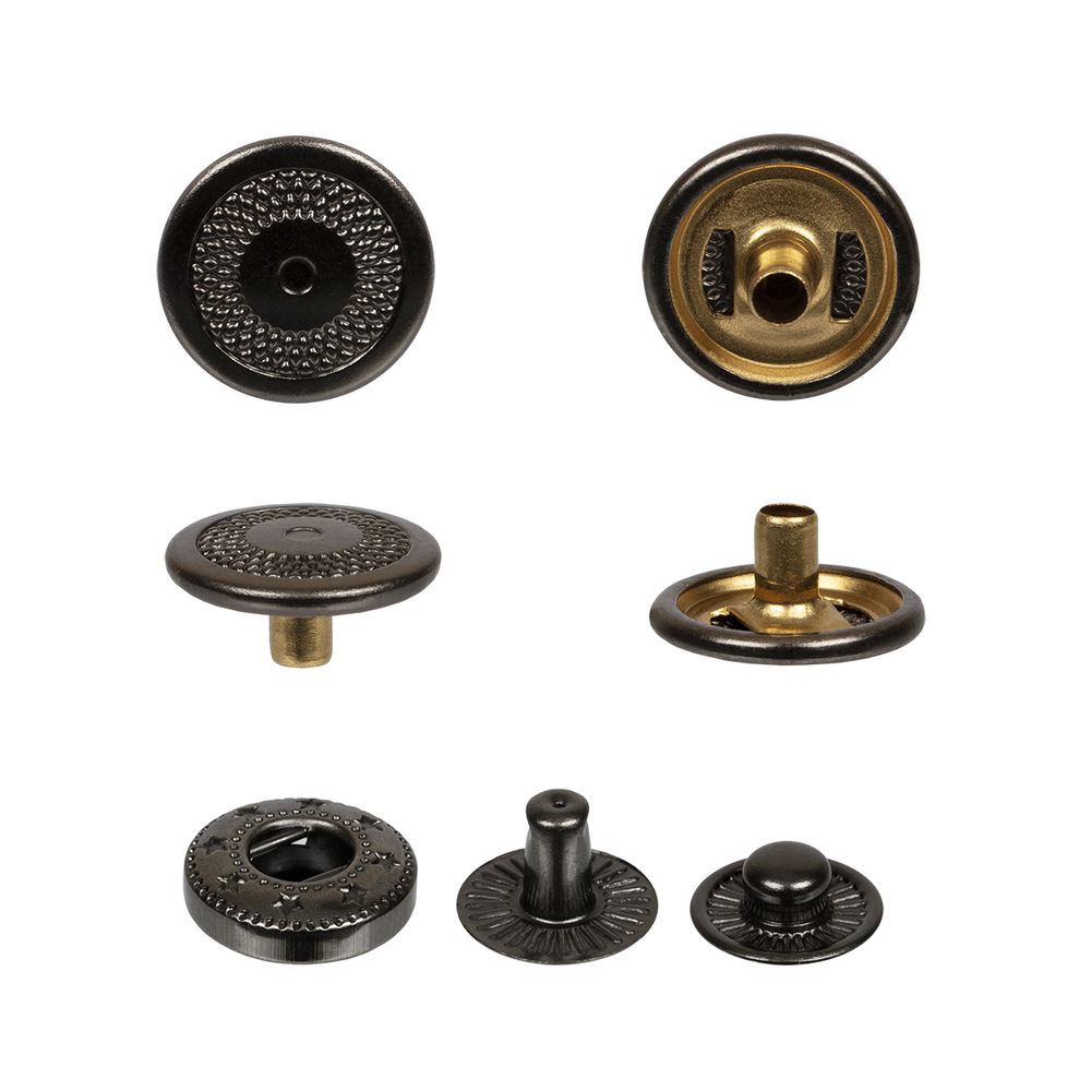 Кнопка Альфа (S-образная) ⌀12.5 мм, 36 шт, металл, нерж., 06 черн.никель, MIKRON JK 006