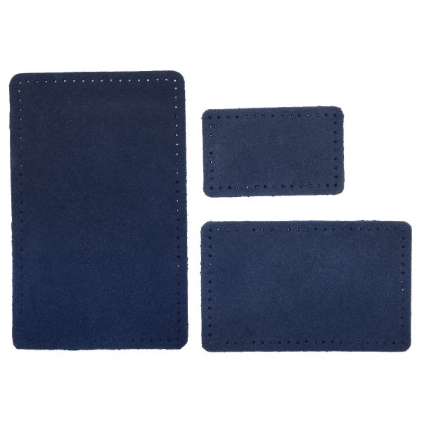 Набор заплаток пришив. из замши, прямоуг-к 4х6,4см, 6х9,6см, 8х12,7см, с перфорацией, 3 шт (22 темно-синий), 59403