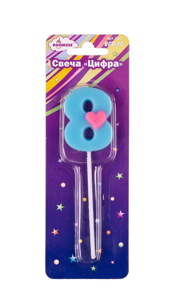 Свеча для торта Цифра 8, 7.5 г, 12 шт, Boomzee BCD-10