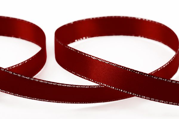 Лента атласная 2-сторонняя с метанитью 12.0 мм / 33±2 метра, 135 бордо/серебро, Gamma AL-12M