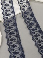 Кружево на сетке 40 мм, диз. 857, цв.04 т.синий, уп. 9 м, Kruzhevo