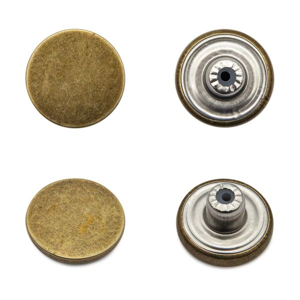 Пуговицы джинсовые ⌀17 мм, фиксированная ножка, гладкая, антик, ≈100 шт, New Star