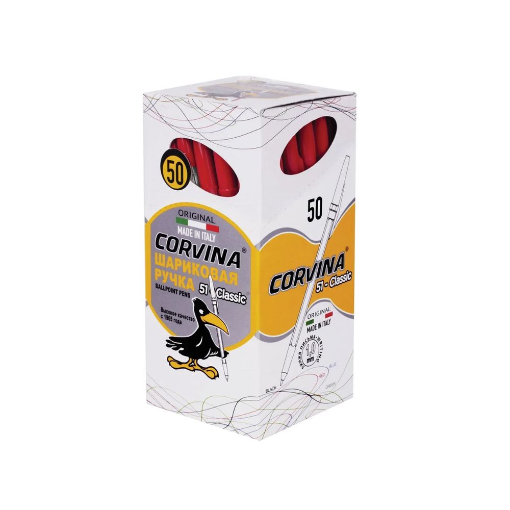 Ручка шариковая 51 Classic 1 мм, 50 шт, 40163/03 красная, Corvina