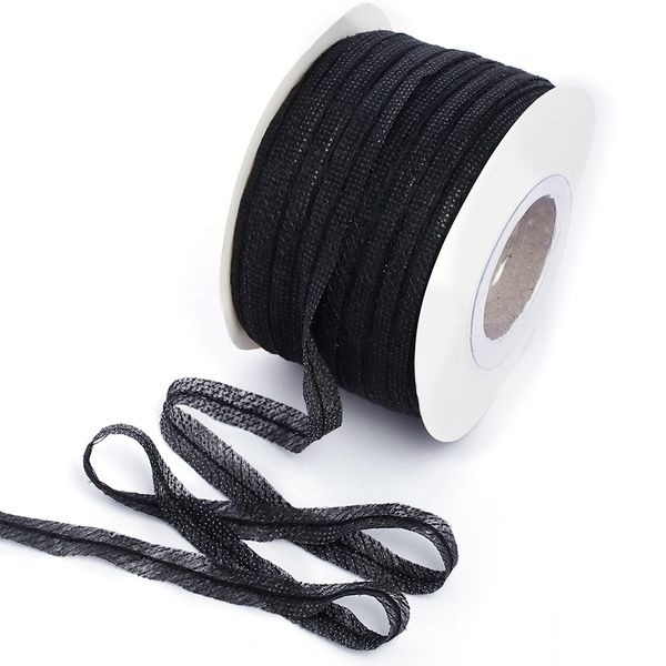 Лента клеевая нитепрошивная по косой с нитью 10 мм цв.черный, рул.100м