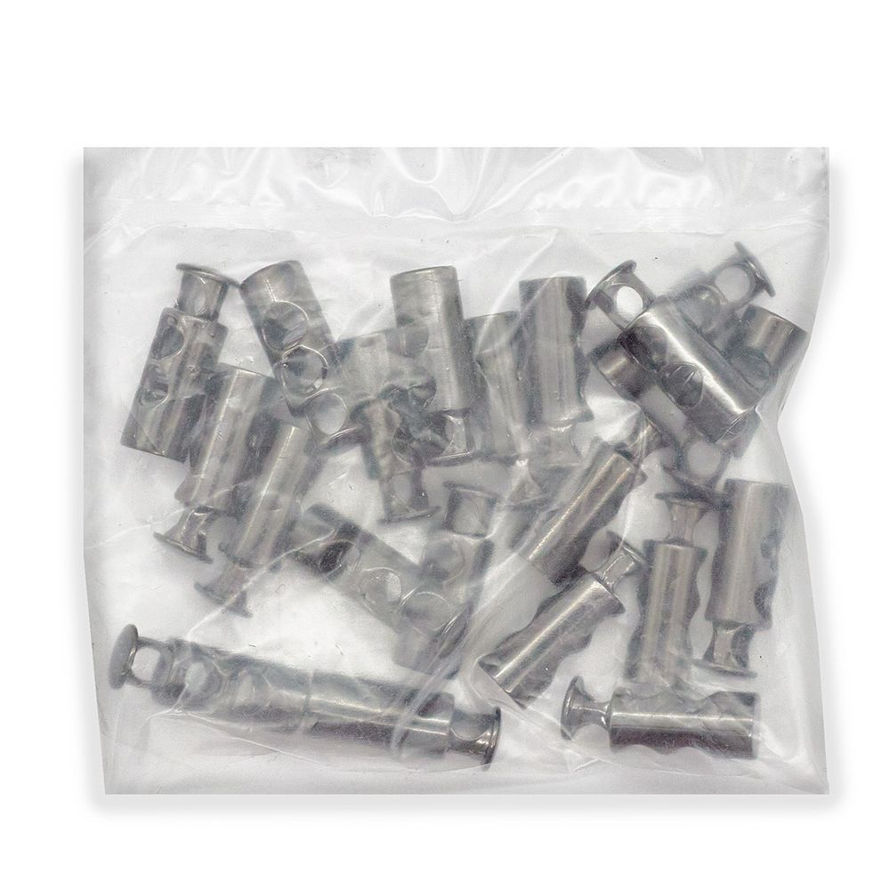 Фиксатор (зажим) для шнура металл 2 отв., 8х23 мм, чер.никель, 20 шт