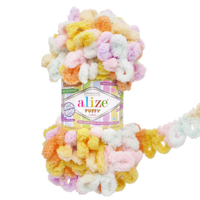 Пряжа Alize (Ализе) Puffy Color / уп.5 мот. по 100 г, 9м, 6520 секционный