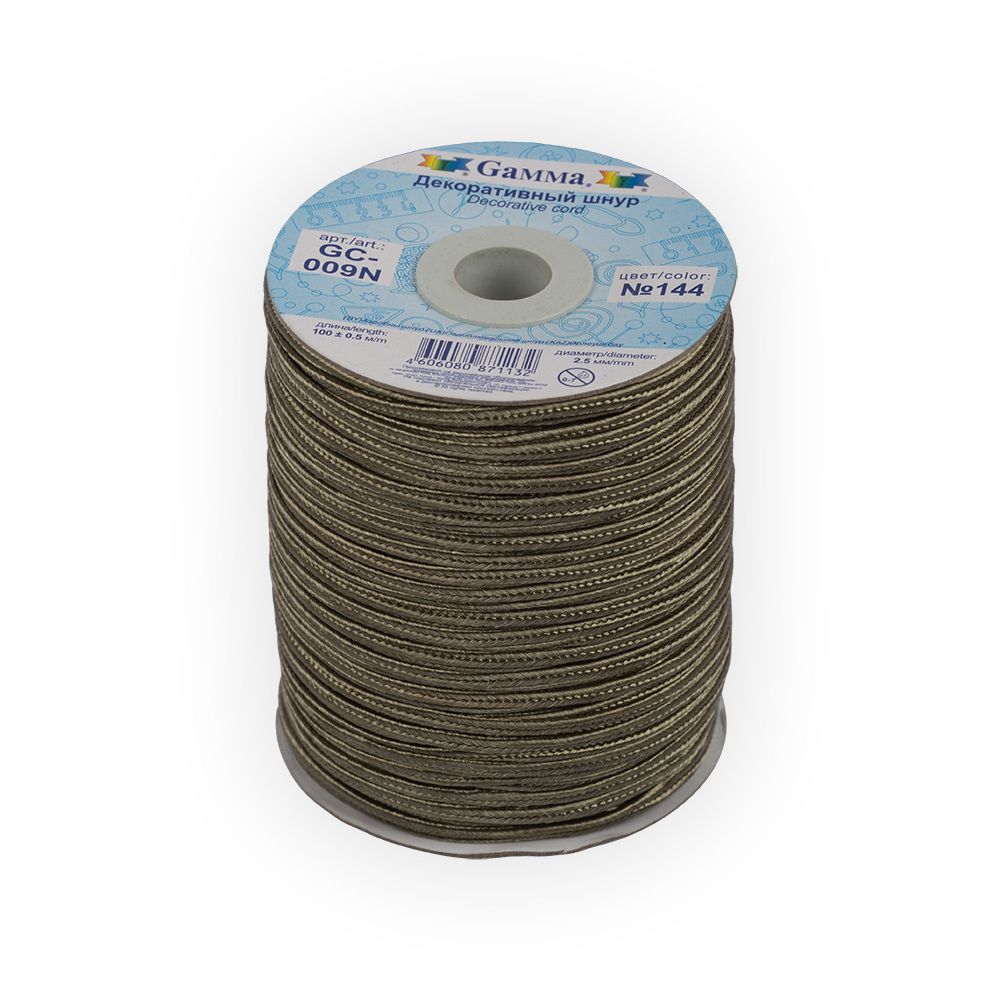 Шнур сутажный ⌀2.5 мм, 100 м, 144 т.хаки, Gamma GC-009N