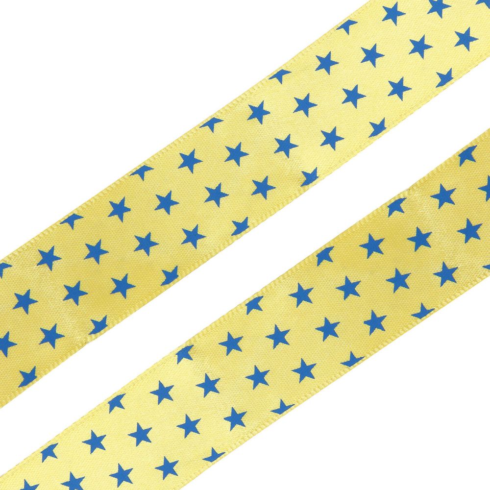 Лента атласная с рисунком 25.0 мм / 3 метра, Звездочки (желтый), Globus