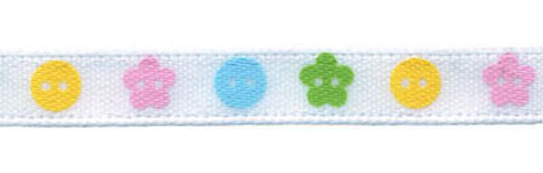 Лента атласная с рисунком 6.0 мм / 22.8±1 метра, B1/132 пуговки/небесно-голубой, Gamma ALP-064