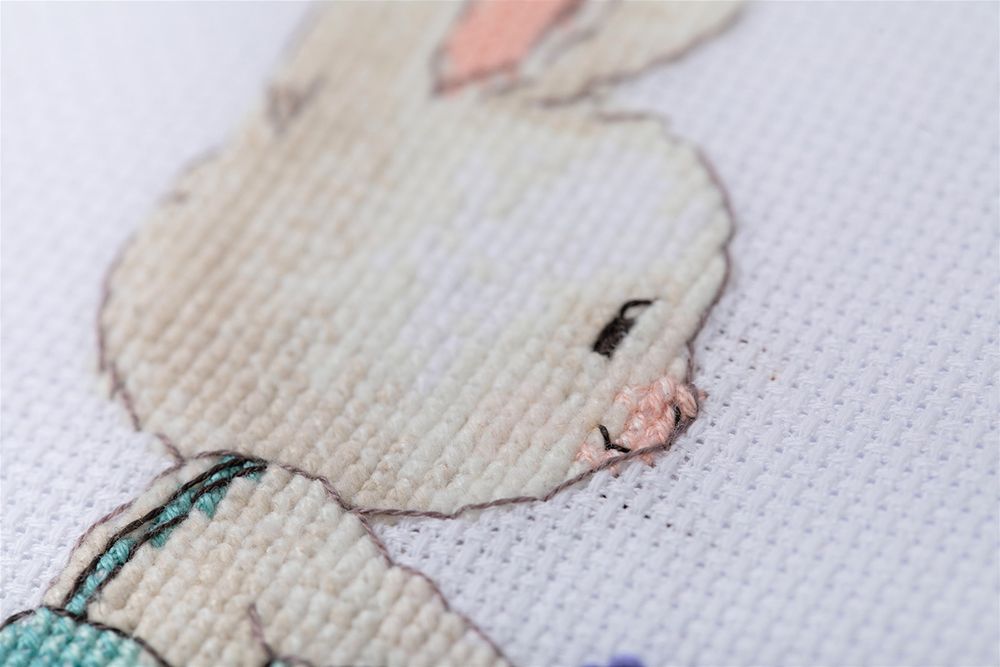 Набор для вышивания нитками Klart, Зайка на велосипеде, 15.5х12 см