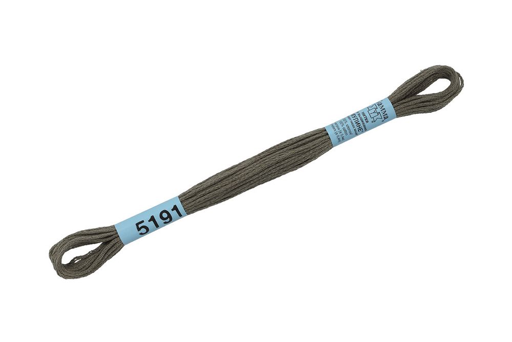 Мулине Gamma 100% хлопок, цв.5191 серо-зеленый, 24 мотка по 8 метров