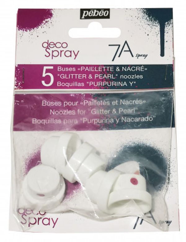 Набор кэпов decoSpray / 7А для металликов и глиттеров, 5 шт, 094022, Pebeo