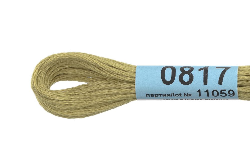 Мулине Gamma 100% хлопок, цв.0817 св.оливковый, 24 мотка по 8 метров