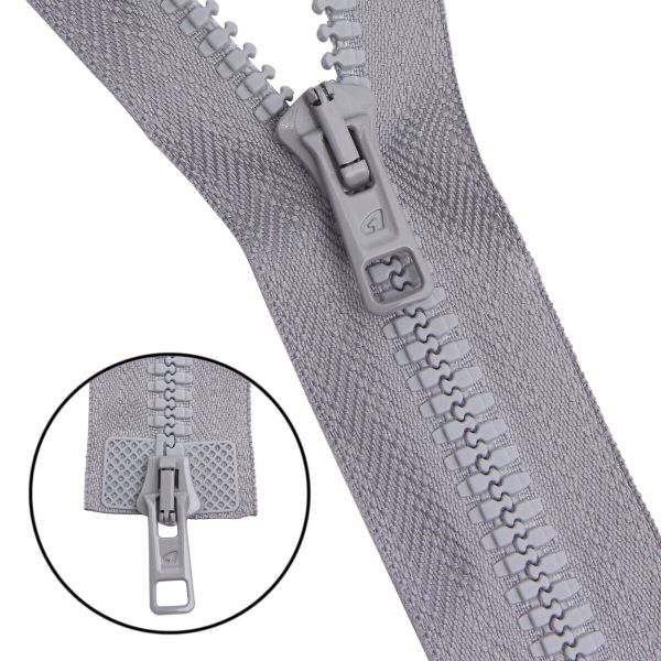 Молния трактор Arta Т6 (6 мм) 2 зам., разъем., 100 см, цв. 079 св.серый, уп.5 шт