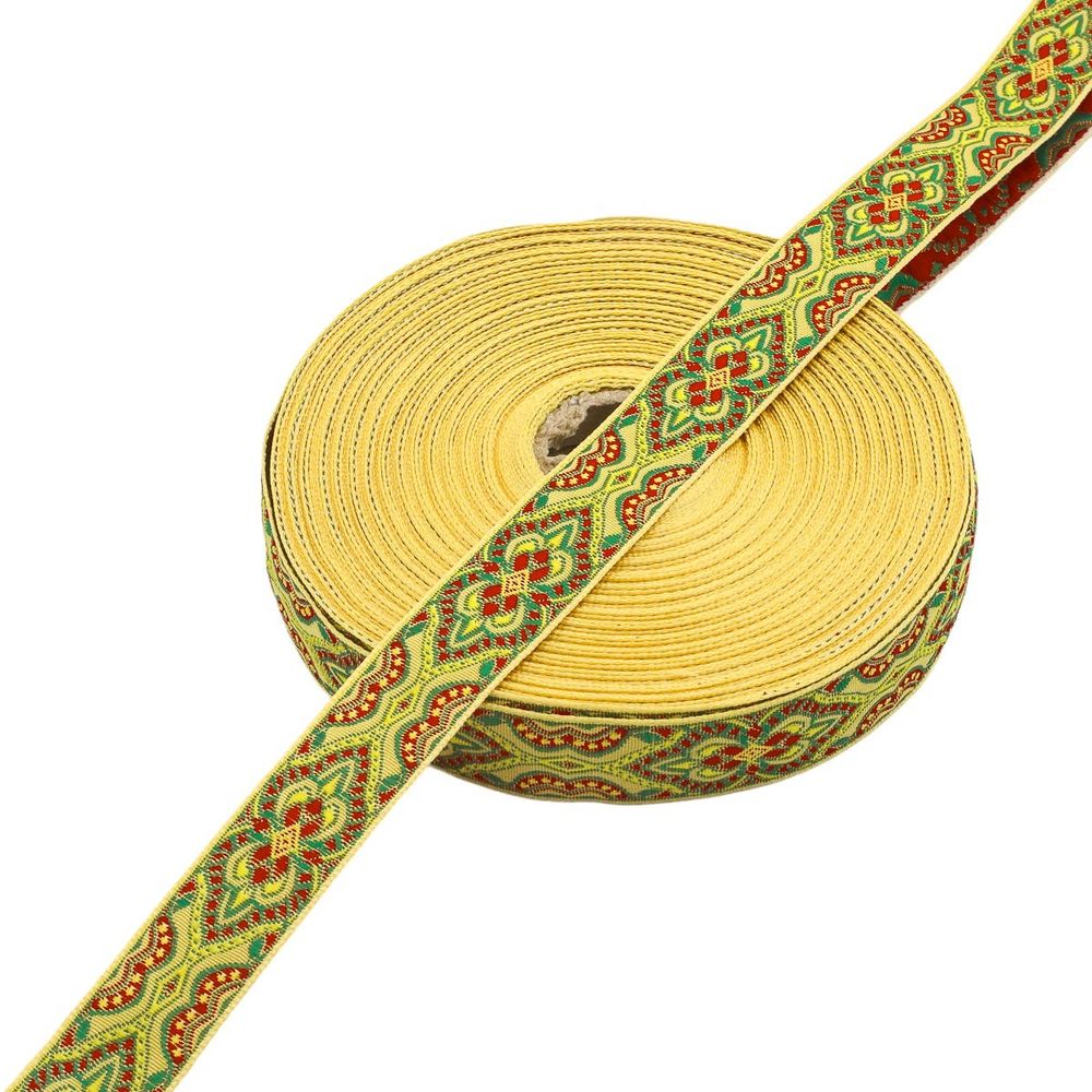 Лента (тесьма) жаккардовая 24.0 мм / 25±1 метров, рис. 9192, желтый, С1852Г17