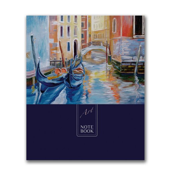 Бизнес-блокнот, матовая ламинация, A5+ 80 л. 18 шт, клетка, Венецианские гондолы 000443, Светоч 80ББТ5_2_5_1