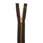 Молния металл джинсовая Т5 (5 мм) 1 зам., н/раз., 16 см, коричневый, 39098/16-3, 10 шт