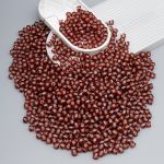 Бусины акрил ⌀10 мм, 500 г, в цвете с белой сердцевиной, мягкий куб, 52 коричневый, Astra&Craft LY-161