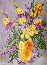 Алмазная (кристальная) мозаика Фрея, Ирисы в вазе, 44,5х33 см