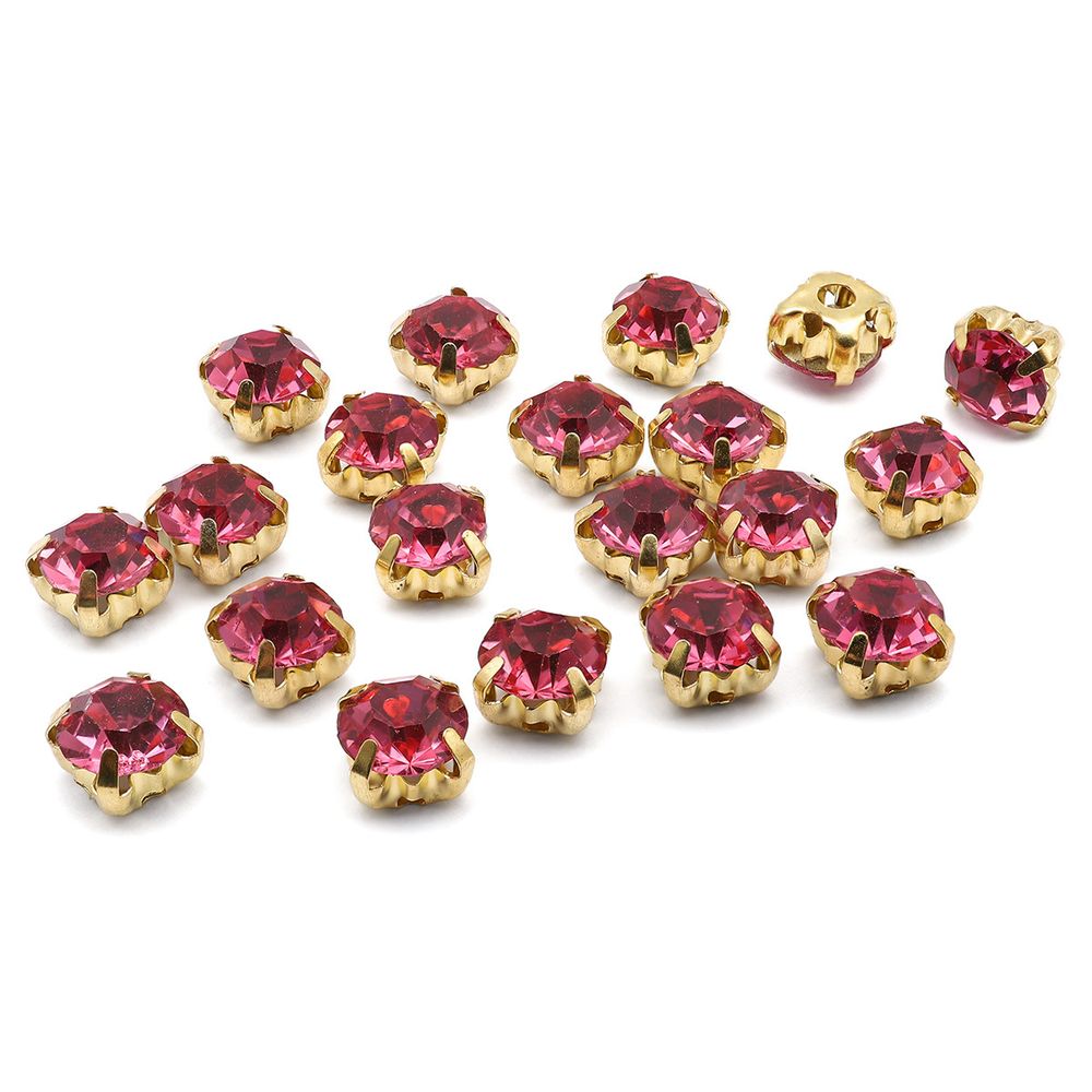Хрустальные стразы в цапах круглые (золото) розовый 6х6 мм, 20 шт/упак. Astra&Craft, ЗЦ009НН66
