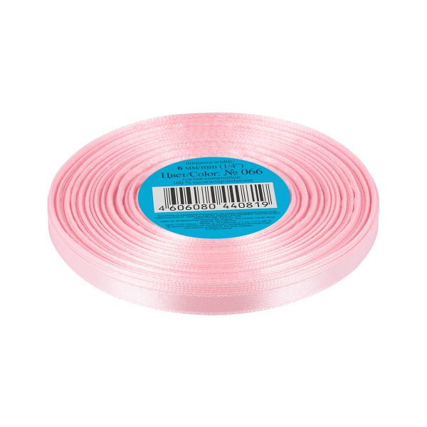 Лента атласная 1-сторонняя 6.0 мм / 33±2 метра, 066 розовый, Gamma