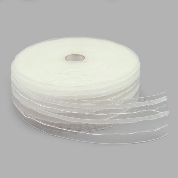 Лента (тесьма) шторная: сборка параллельная (1:2.5) 60 мм / 50 метров, (2 ряда петель, 2 шнура), прозрачный, C701M