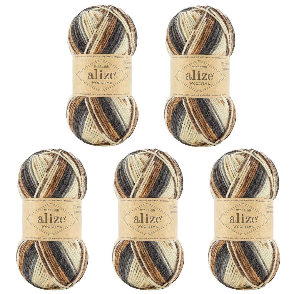 Пряжа Alize (Ализе) Wooltime / уп.5 мот. по 100 г, 200 м, 11024 секционный