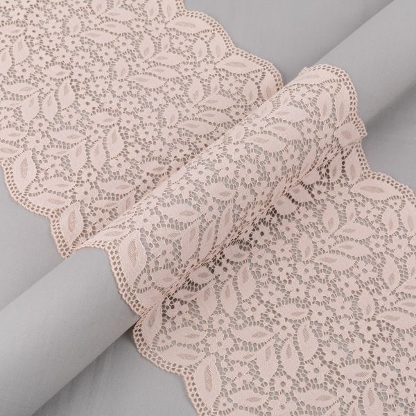 Кружево бельевое эластичное 220 мм / 3±0.2 метра, Турция, слоновая кость(пудра), Blitz