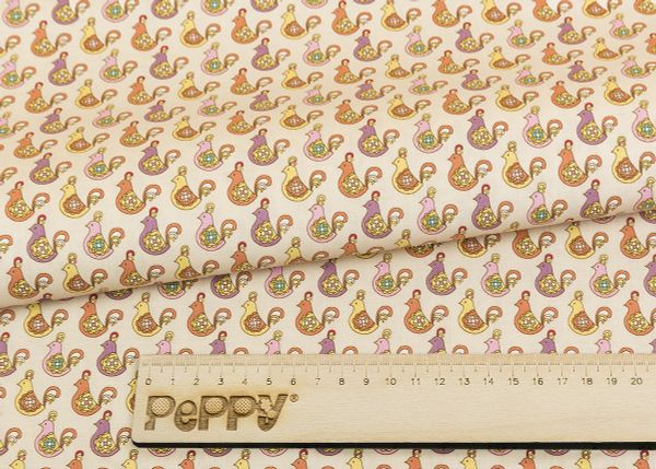 Ткань для пэчворка Peppy Крошки-матрешки, рулон 112 см / 5 метров, КМ-07 кремовый, Peppy