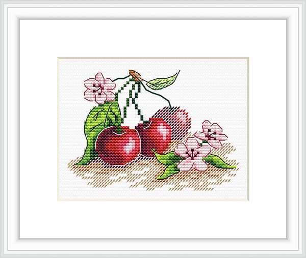 Набор для вышивания нитками МП Студия (Жар-птица), Сочная вишня 11х9 см