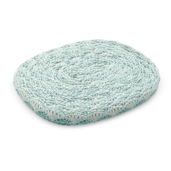 Кружево вязаное (тесьма) хлопковое 28 мм / 25 метров, рис.28.01.021 (мятный/белый) С3749Г17