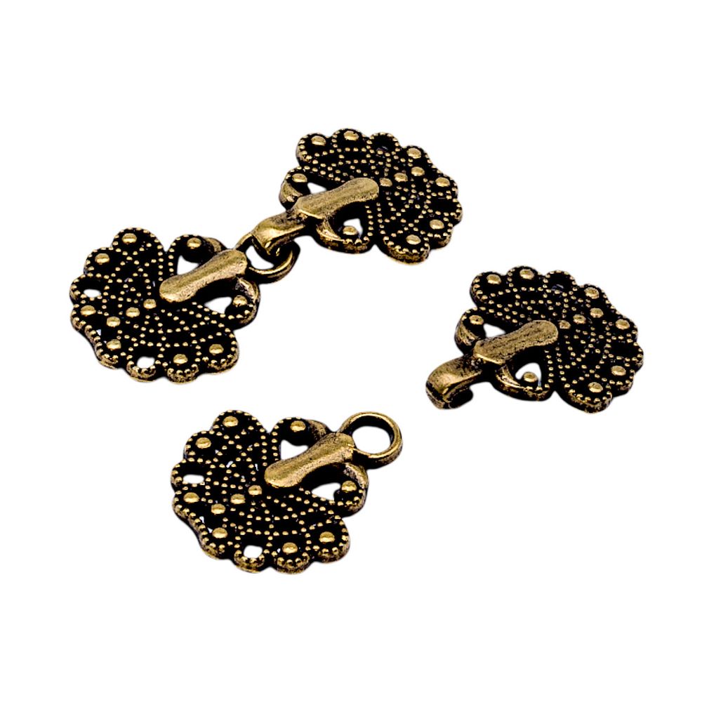 Крючки пришивные декоративные 37х17 мм, ag, 10 шт