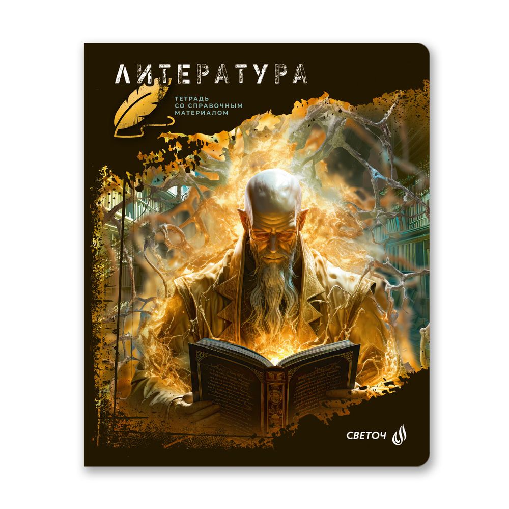 Тетрадь со справочным материалом Эволюция, глянцевая ламинация, A5+ 48 л. на скобе 65 г/м², белизна 100%, 10 шт, линия, 00881 Литература, Светоч 48Т4