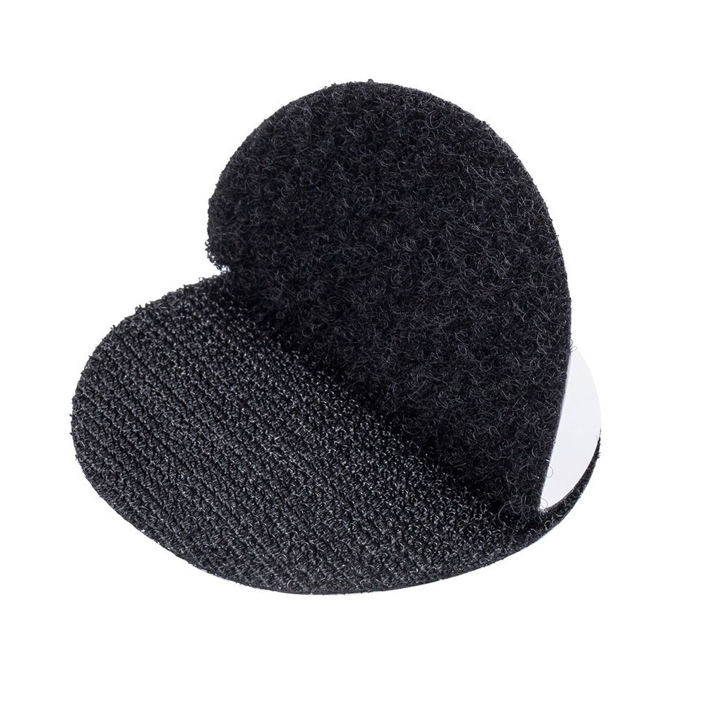 Лента контактная липучка (велкро) клеевая круг ⌀60 мм, 10 пар, черный, 6131-2080